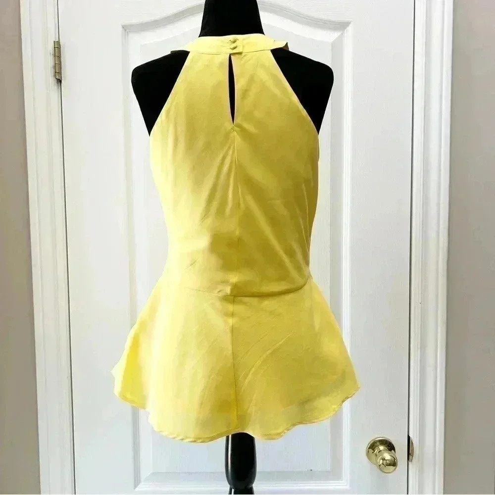 Ricki’s Yellow Halter Neck Sleeveless Peplum Top Flowy Blouse 0/XS - Picture 4 of 15